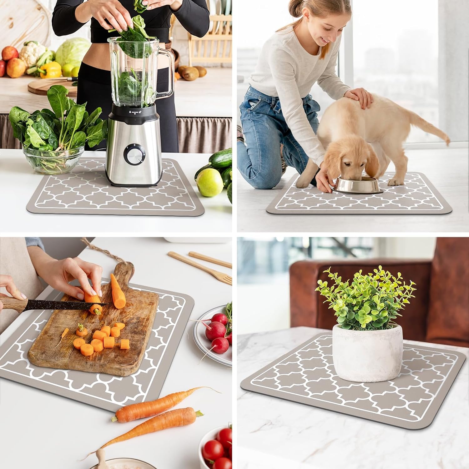 Homecloud Dish Drying Mat For Kitchen Counter Hide Stain Super Absorbent, Non-Slip, Heat-Resistant, Great For Dishes, Rack Pad,